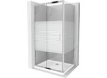 Mexen Apia Cabina Doccia Scorrevole 110 X 90 Cm, Strisce Bianche, Cromo + Piatto Doccia Flat - 840-110-090-01-20-4010
