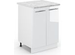 Vicco Mobiletto Base Cucina Fame-Line, 60 Cm , Pt Marmo, Bianco Lucido/Bianco