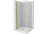 Mexen Pretoria Cabina Doccia A Battente 80 X 80 Cm, Trasparente, Oro + Piatto Doccia Flat - 852-080-080-50-00-4010
