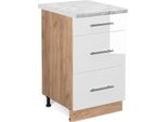 Vicco Mobiletto Base Per Cucina Fame-Line, 50 Cm , Pt Antracite, Rosso Bordeaux Lucido/Quercia Dorata