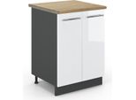 Vicco Mobiletto Base Cucina Fame-Line, 60 Cm , Pt Rovere, Bianco Lucido/Antracite