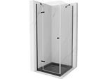 Mexen Roma Cabina Doccia A Battente 90 X 90 Cm, Trasparente, Nero + Piatto Doccia Flat, Nero - 854-090-090-70-00-4070B
