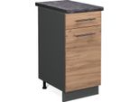 Vicco Mobiletto Base Per Cucina Fame-Line, 40 Cm , Pt Antracite, Quercia Dorata/Antracite