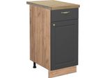 Vicco Mobiletto Base Per Cucina Fame-Line, 40 Cm , Pt Rovere, Antracite-Oro/Quercia Dorata