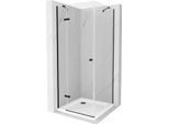 Mexen Roma Cabina Doccia A Battente 80 X 80 Cm, Trasparente, Nero + Piatto Flat, Bianco - 854-080-080-70-00-4010B