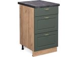 Vicco Mobiletto Base Per Cucina Fame-Line, 50 Cm , Pt Antracite, Verde-Oro Country House/Quercia Dorata