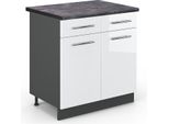 Vicco Mobiletto Base Per Cucina Fame-Line, 80 Cm , Pt Antracite, Bianco Lucido/Antracite