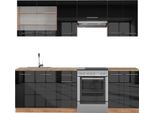 Vicco Cucina Componibile Fame-Line, 240 Cm , Pt Rovere, Antracite Lucido/Oro Power Oak