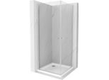 Mexen Pretoria Duo Cabina Doccia Con Porta A Battente 80 X 80 Cm, Trasparente, Cromo + Piatto Flat - 852-080-080-01-02-4010