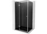 Mexen Roma Cabina Doccia Battente 120 X 80 Cm, Grafite, Cromato + Piatto Doccia Flat, Nero - 854-120-080-01-40-4070