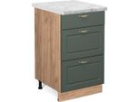 Vicco Mobiletto Base Per Cucina Fame-Line, 50 Cm , Pt Marmo, Verde-Oro Country House/Quercia Dorata