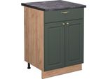 Vicco Mobiletto Base Per Cucina Fame-Line, 60 Cm Con Cassetto, Pt Antracite, Verde-Oro Country House/Quercia Dorata