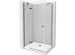Mexen Roma Cabina Doccia A Battente 100 X 110 Cm, Trasparente, Nera + Piatto Doccia Flat, Bianco - 854-100-110-70-00-4010B