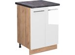 Vicco Mobiletto Base Cucina Fame-Line, 60 Cm , Pt Antracite, Bianco Lucido/Quercia Dorata