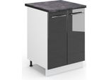 Vicco Mobiletto Base Cucina Fame-Line, 60 Cm , Pt Antracite, Antracite Lucido/Bianco