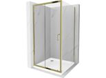 Mexen Apia Cabina Doccia Scorrevole 100 X 100 Cm, Trasparente, Oro + Piatto Flat, Bianco- 840-100-100-50-00-4010G