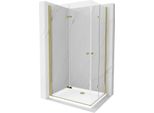 Mexen Lima Duo Cabina Doccia Pieghevole 100 X 90 Cm, Trasparente, Oro + Piatto Doccia Flat - 856-100-090-50-02-4010G