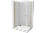 Mexen Lima Duo Cabina Doccia Pieghevole 80 X 70 Cm, Trasparente, Oro + Piatto Doccia Flat - 856-080-070-50-02-4010G