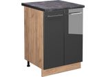 Vicco Mobiletto Base Cucina Fame-Line, 60 Cm , Pt Antracite, Antracite Lucido/Quercia Dorata