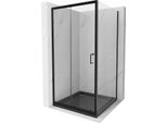 Mexen Apia Cabina Doccia Scorrevole 90 X 90 Cm, Trasparente, Nero + Piatto Flat, Nero - 840-090-090-70-00-4070B