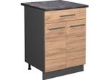 Vicco Mobiletto Base Per Cucina Fame-Line, 60 Cm Con Cassetto, Pt Antracite, Quercia Dorata/Antracite
