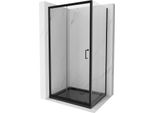Mexen Apia Cabina Doccia Scorrevole 120 X 90 Cm, Trasparente, Nera + Piatto Doccia Flat, Nero - 840-120-090-70-00-4070B