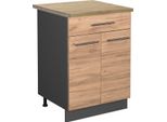 Vicco Mobiletto Base Per Cucina Fame-Line, 60 Cm Con Cassetto, Pt Rovere, Quercia Dorata/Antracite