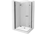 Mexen Lima Duo Cabina Doccia Pieghevole 90 X 80 Cm, Trasparente, Nera + Piatto Doccia Flat - 856-090-080-70-02-4010B