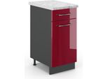 Vicco Mobiletto Base Per Cucina Fame-Line, 40 Cm , Pt Marmo, Rosso Bordeaux Lucido/Antracite