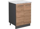 Vicco Mobiletto Base Cucina Fame-Line, 60 Cm , Pt Marmo, Quercia Dorata/Antracite