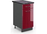 Vicco Mobiletto Base Per Cucina Fame-Line, 40 Cm , Pt Antracite, Rosso Bordeaux Lucido/Antracite