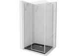 Mexen Roma Cabina Doccia A Battente 120 X 90 Cm, Trasparente, Cromo + Piatto Doccia Flat, Nero - 854-120-090-01-00-4070