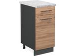Vicco Mobiletto Base Per Cucina Fame-Line, 40 Cm , Pt Marmo, Quercia Dorata/Antracite