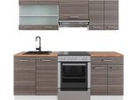 Vicco Cucina Componibile R-Line, 200 Cm , Pt Rovere, Grigio Prezioso/Bianco