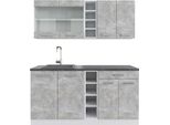 Vicco Cucina Completa R-Line, 160 Cm , Pt Antracite, Cemento/Bianco