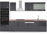 Vicco Cucina Componibile R-Line, 300 Cm Con Armadio Alto, Pt Rovere, Antracite Lucido/Bianco