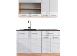 Vicco Cucina Monoblocco R-Line, 140 Cm , Pt Antracite, Bianco Lucido/Oro Power Oak