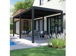 Pergola Bioclimatica Autoportante 3 X 6 M E 4 Tende Grigie - Oviala Athenes