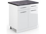 Vicco Mobiletto Base Per Cucina Fame-Line, 80 Cm , Pt Antracite, Bianco Lucido/Bianco