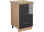 Vicco Mobiletto Base Per Cucina Fame-Line, 50 Cm , Pt Rovere, Antracite Lucido/Quercia Dorata