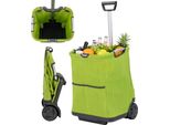 Costway Carrello Spesa 50L Pieghevole, Carrello Spesa Con 3 Borse, Manico E Ruote Regolabili, Borsa Spesa Con Capacità Di Carico Fino A 35Kg, Verde