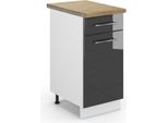 Vicco Mobiletto Base Per Cucina Fame-Line, 40 Cm , Pt Rovere, Antracite Lucido/Bianco