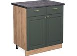 Vicco Mobiletto Base Per Cucina Fame-Line, 80 Cm , Pt Antracite, Verde-Oro Country House/Quercia Dorata