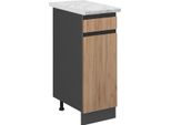 Vicco Mobiletto Base Per Cucina R-Line, 30 Cm Pl Marmo, Quercia Dorata/Antracite