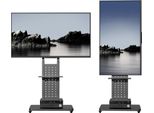 Wisfor Supporto Da Pavimento Per Tv Supporto Per Tv Ruotabile, Girevole A 90°, Regolabile In Altezza, Con 2 Ripiani Per 32" - 65"" Max. Vesa 600X400 Mm"