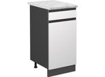 Vicco Mobiletto Base Per Cucina R-Line, 40 Cm Pl Marmo, Quercia Dorata/Antracite