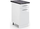 Vicco Mobiletto Base Per Cucina Fame-Line, 40 Cm , Pt Antracite, Bianco Lucido/Bianco