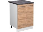 Vicco Mobiletto Base Cucina Fame-Line, 60 Cm , Pt Antracite, Quercia Dorata/Bianco