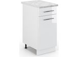 Vicco Mobiletto Base Per Cucina Fame-Line, 40 Cm , Pt Marmo, Bianco Lucido/Bianco