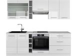 Vicco Cucina Componibile Fame-Line, 235 Cm , Pt Marmo, Bianco Lucido/Bianco